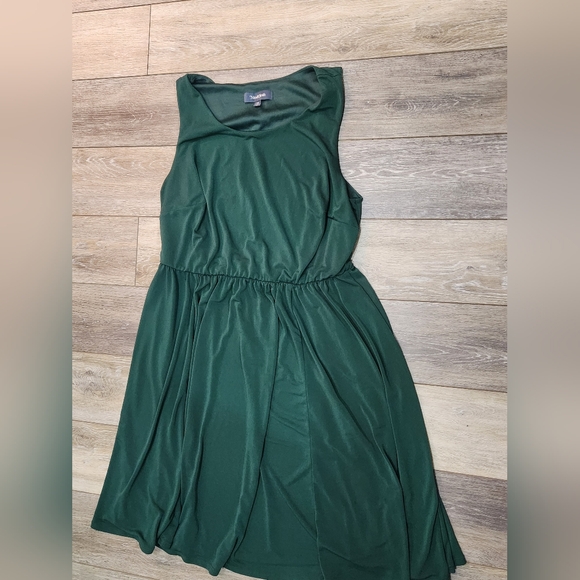Modcloth Dress Women's 2XL Kelly Green Sleeveless Pleated Fit & Flare - Picture 2 of 8